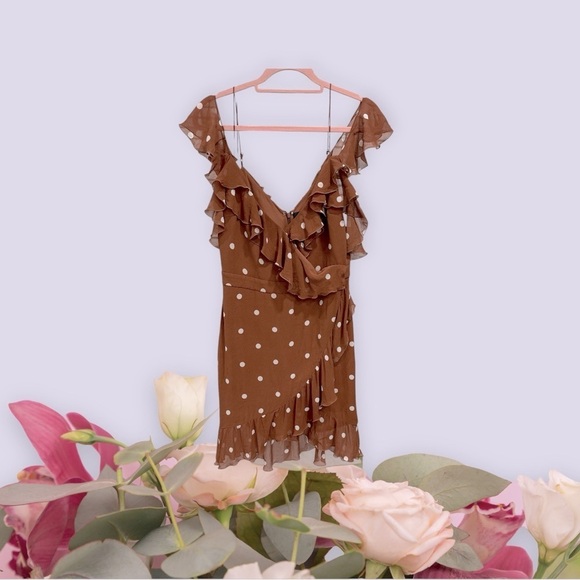 NICHOLAS
Rust Spot Wrap Frill Mini Dress US size 6 - Picture 8 of 17